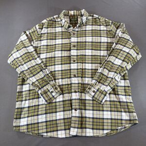 Orvis Mens XL Classic Plaid Flannel Button Down Green Blue Outdoor